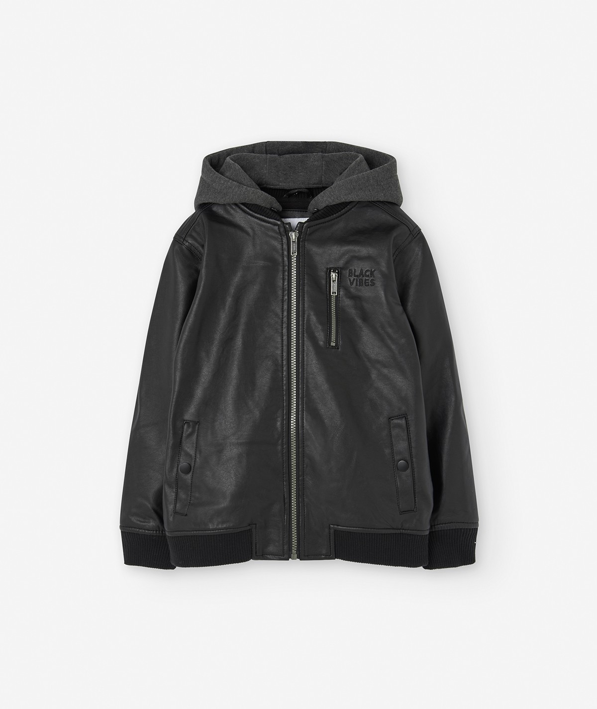 Parka en cuir noir